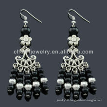 Hand Polish antique silver fashion Earrings Vners Black stones SE-012